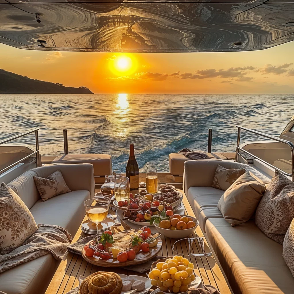 sunset yacht romanitic dinner